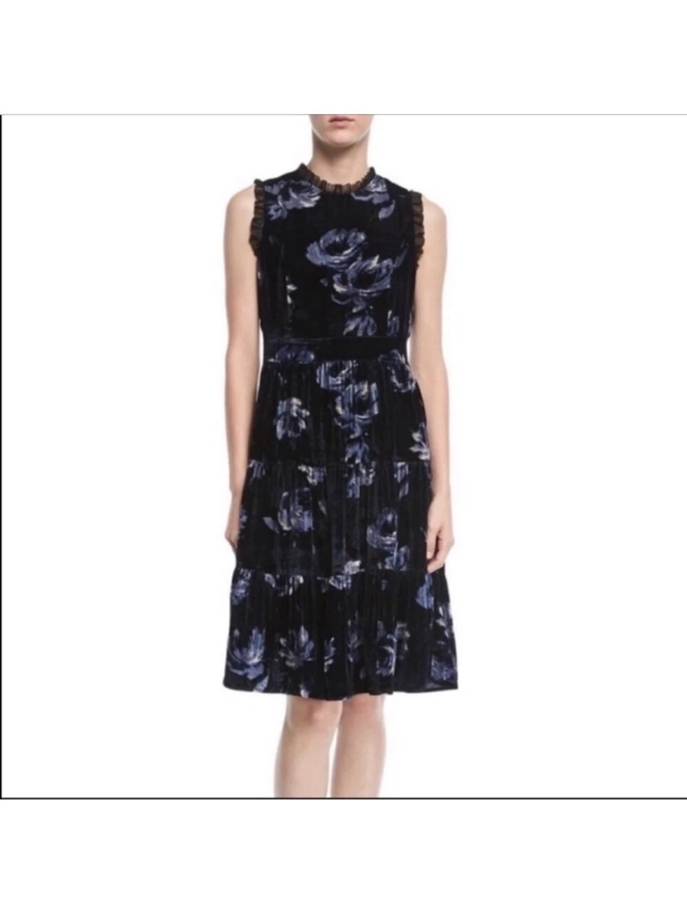 Kate Spade Rich Navy Night Rose Velvet Dress